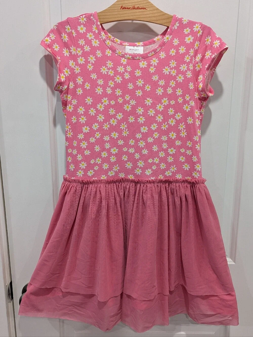 Hanna Andersson Kids Pink Daisy Tulle Cotton Spring Summer Dress Girls Size 10